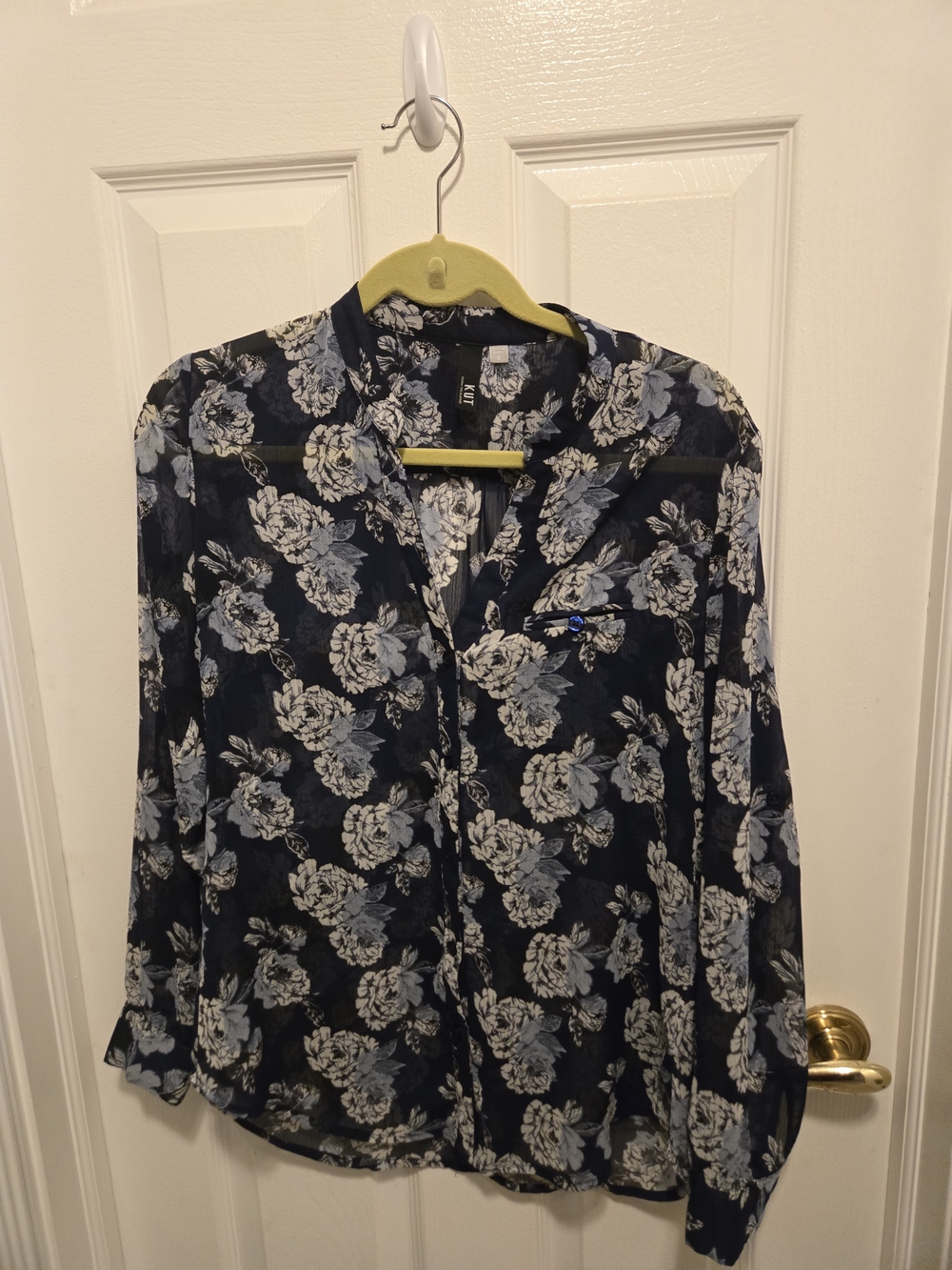 Women's Navy Floral Button-Up Top by KUT FROM THE CLOTH